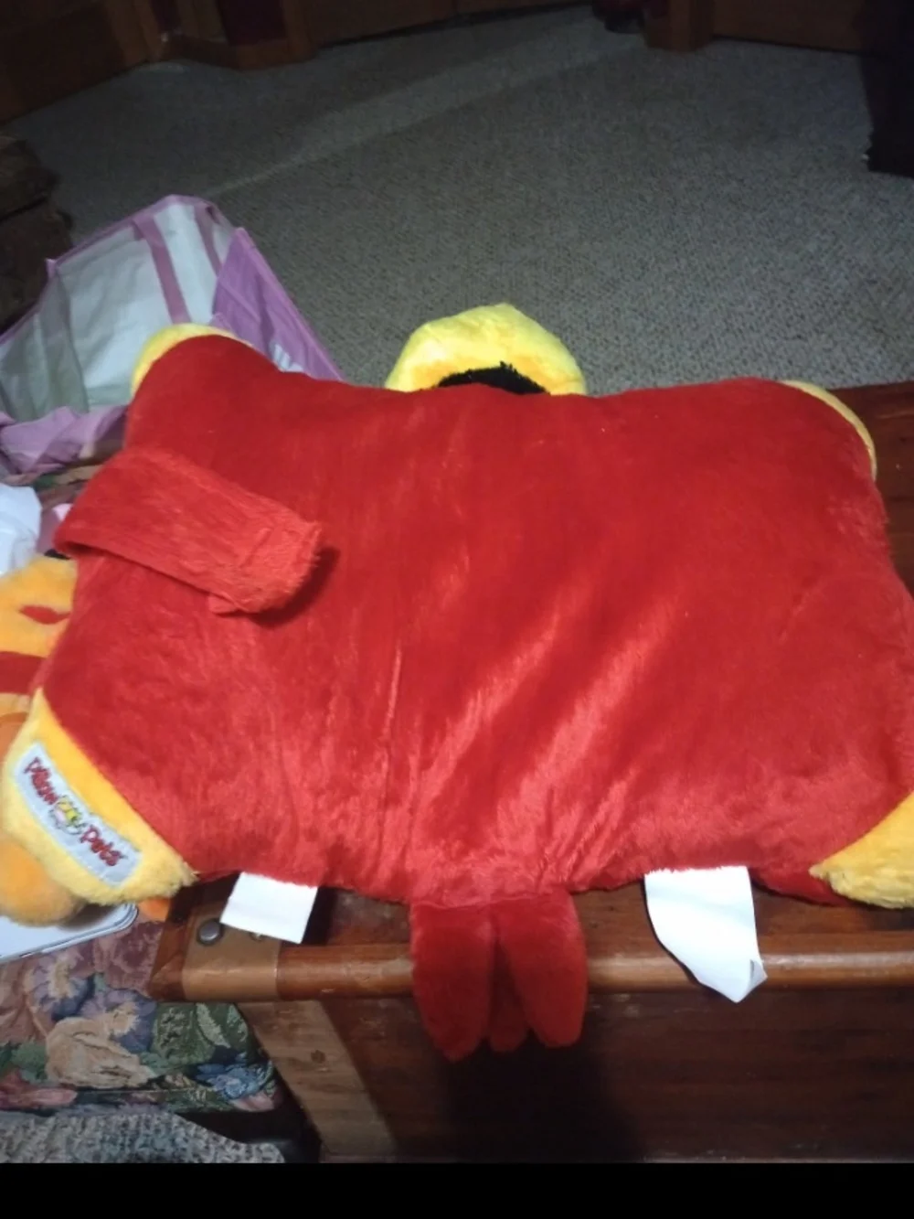 Red & Yellow Plush Team Mascot Pillow with Cap